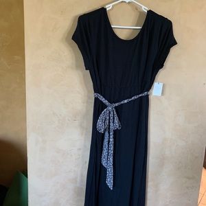 Liz Lange black maternity Maxi Dress Crew neck short sleeves Xl